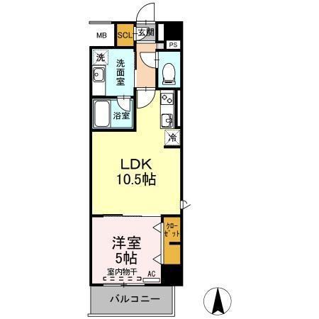 リモナーデ府内(1LDK/7階)の間取り写真