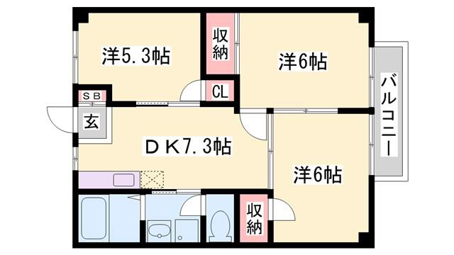 ファミィール永和(3DK/2階)の間取り写真