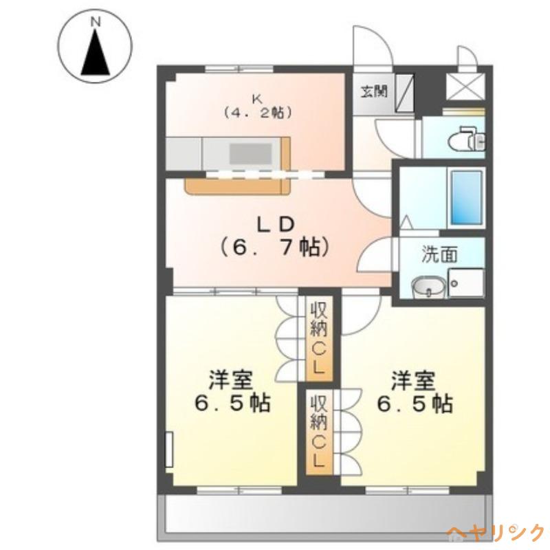 ツインビレッジ(2LDK/2階)の間取り写真