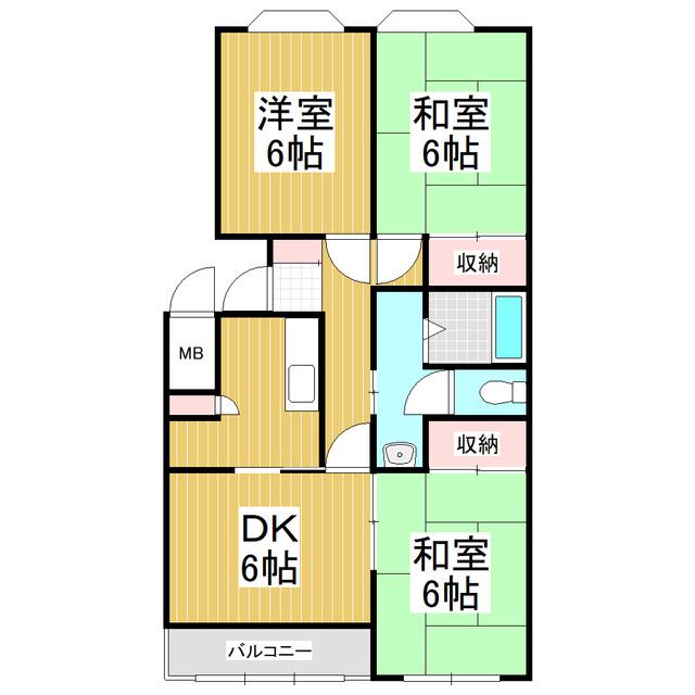グリーンハイツアオシマ(3LDK/2階)の間取り写真