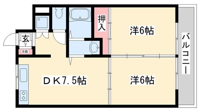 サンアメニティ(2DK/3階)の間取り写真