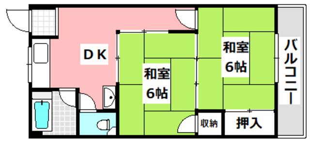 エルソフィア正雀I(2DK/3階)の間取り写真