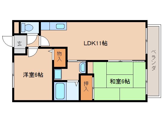 サンクコール朝和A(2LDK/2階)の間取り写真