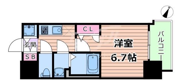 SーRESIDENCE上新庄ASCENT(1K/13階)の間取り写真