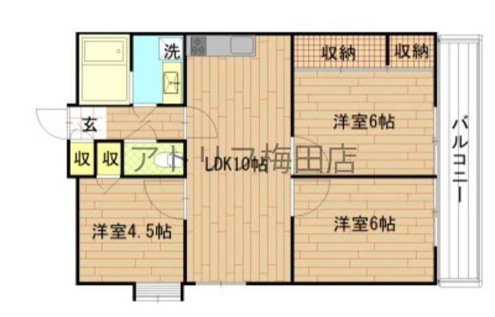 マイネハイマート深井(2LDK/4階)の間取り写真