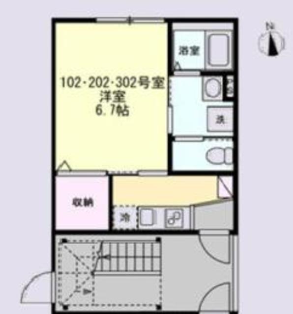 ベイルーム相模原ファイン(1K/1階)の間取り写真