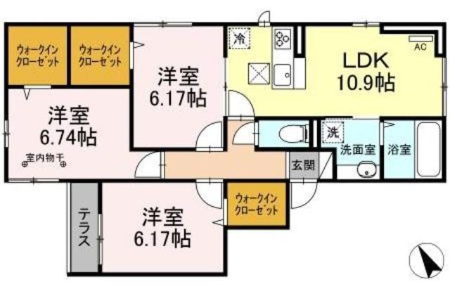 メゾンドシェリール(3LDK/1階)の間取り写真