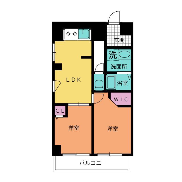 静岡泉町エンブルコート(2LDK/8階)の間取り写真