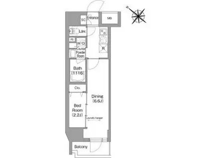 コンフォリア・リヴ茅場町(1LDK/9階)の間取り写真