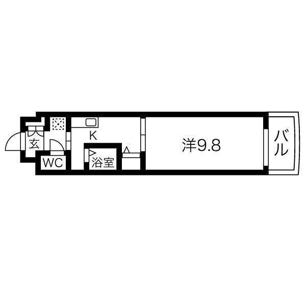 クレセール・サン(1DK/8階)の間取り写真