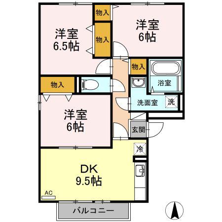 セジュール今C棟 C棟(3DK/3階)の間取り写真