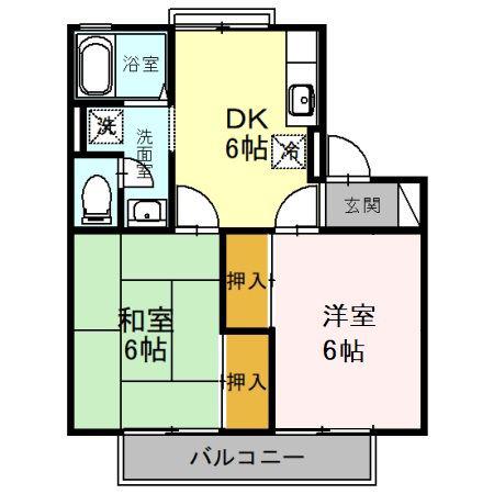 タウンコート(2DK/2階)の間取り写真