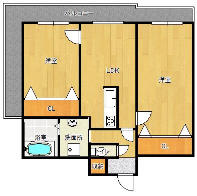サニーコート(2LDK/6階)の間取り写真