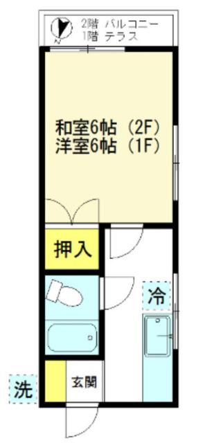 ハイツ富沢(1K/2階)の間取り写真