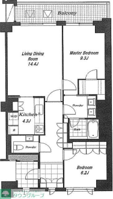 麻布第一マンションズ(2LDK/4階)の間取り写真