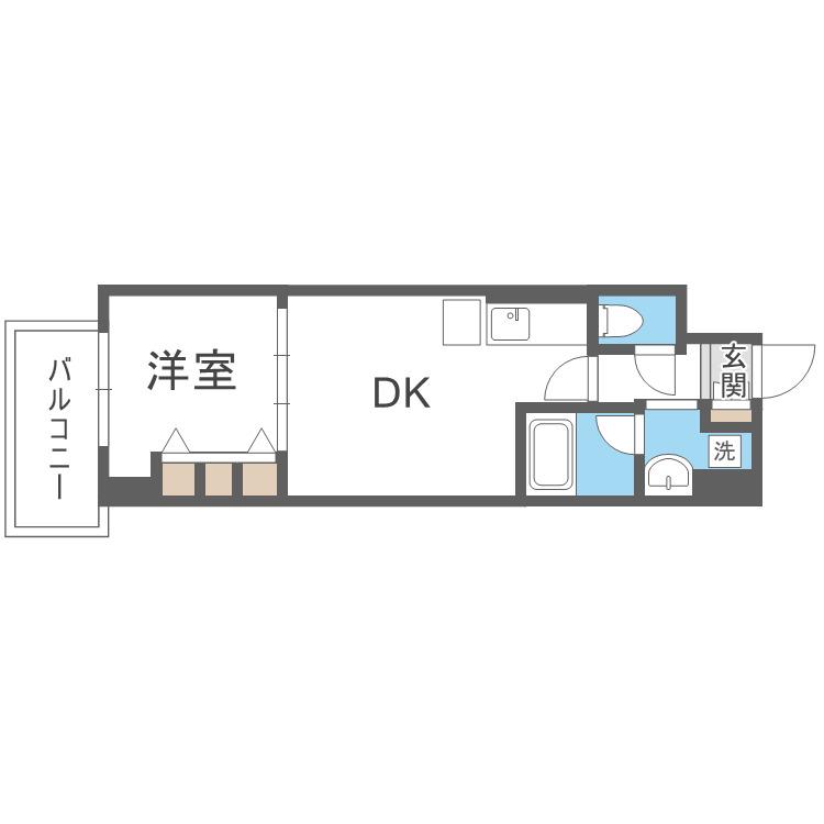 アーデン四ツ橋プライマリーワン(1LDK/12階)の間取り写真