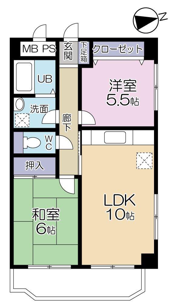 第2宝田ビル(2LDK/4階)の間取り写真