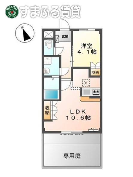 ディアフォンテーヌ(1LDK/1階)の間取り写真