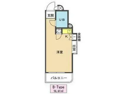 レンガ家ビル(ワンルーム/4階)の間取り写真