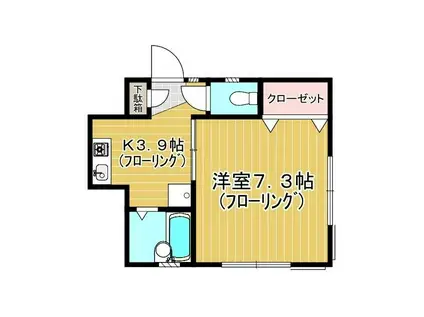 ピュア湘南(1K/2階)の間取り写真