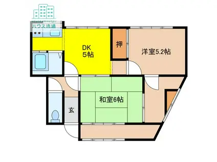 米谷アパート(2DK/1階)の間取り写真