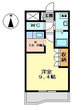 ベルガモット(1K/2階)の間取り写真
