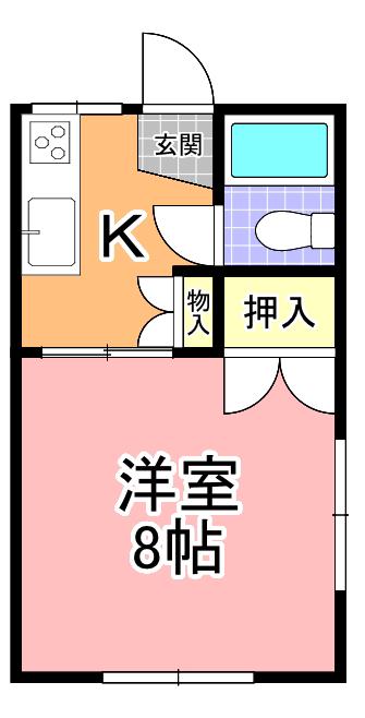 グリーンハイツ A・B棟(1K/1階)の間取り写真