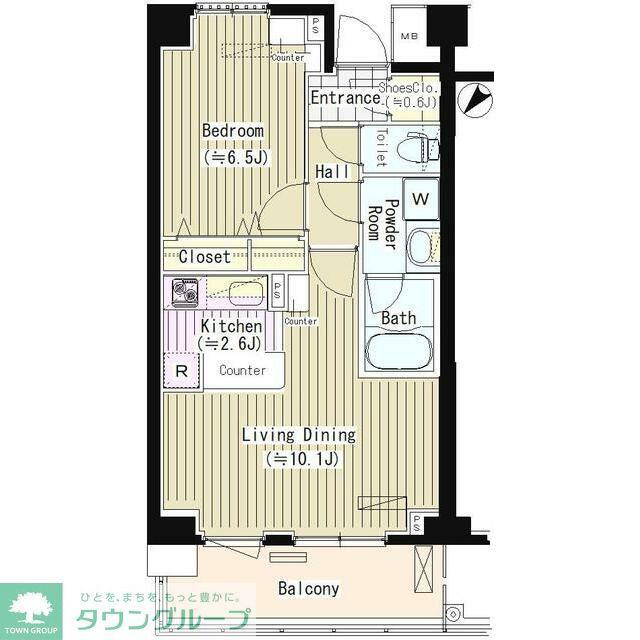 PRIME URBAN 東中野 COURT(1LDK/1階)の間取り写真
