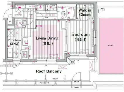 ガーラ・ヴィスタ武蔵小山(1LDK/5階)の間取り写真