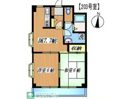 サニーハイツ(2DK/2階)の間取り写真