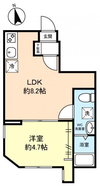 リベルテ村上(1LDK/1階)の間取り写真