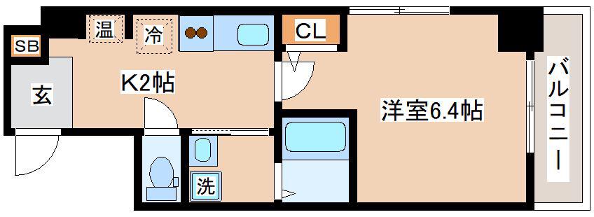 ロイスグラン神戸下沢通(1K/4階)の間取り写真