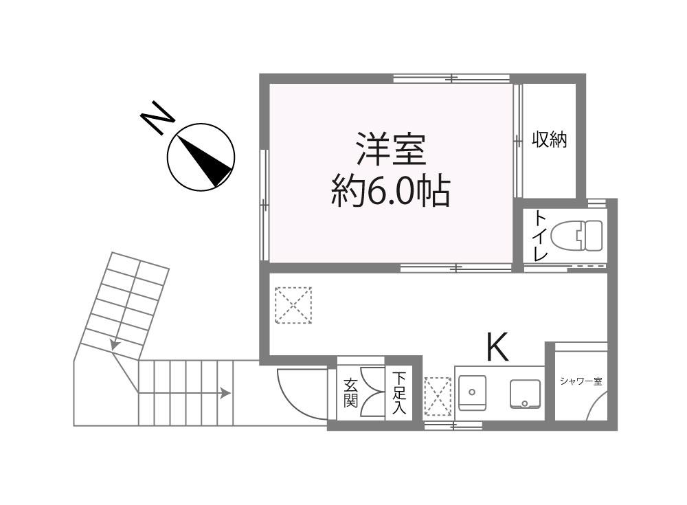 さくらハウス(1K/2階)の間取り写真