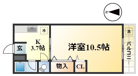 石井マンション(1K/3階)の間取り写真