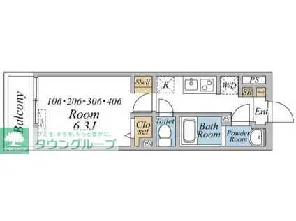 リブリ・保土ヶ谷区東川島町(1K/3階)の間取り写真