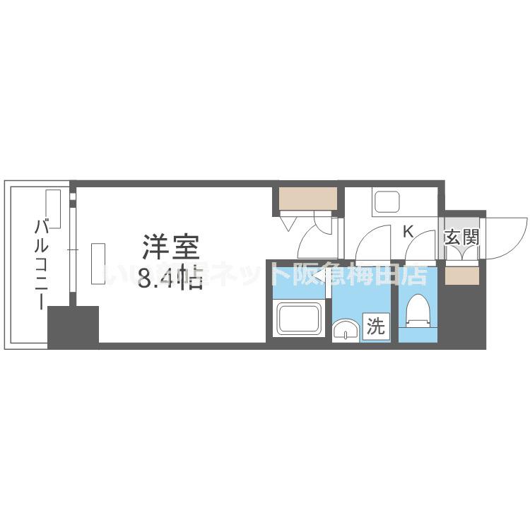 プレサンス梅田(1K/2階)の間取り写真