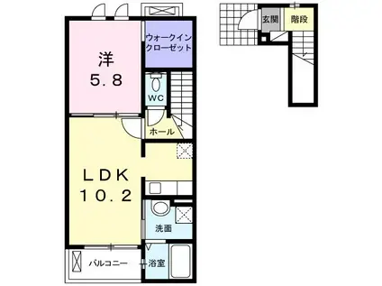 エミネンスC棟(1LDK/2階)の間取り写真