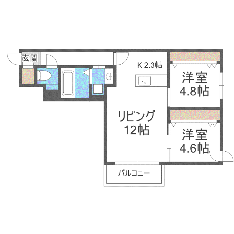 PRIME COURT平岸(2LDK/2階)の間取り写真