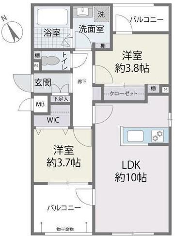 FRATRES TAKESHITAEKIMAE(2LDK/2階)の間取り写真
