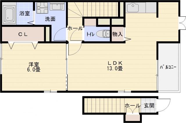 メゾン真(1LDK/2階)の間取り写真