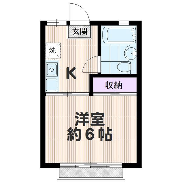 ハイブリッジ根岸(1K/2階)の間取り写真