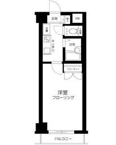 カテリーナ市ヶ谷(1K/2階)の間取り写真