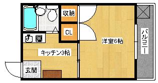 大須ハイツ(1K/3階)の間取り写真