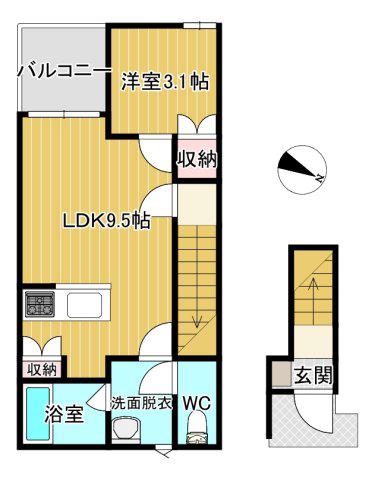 レゾナンス大村 B棟(1LDK/2階)の間取り写真