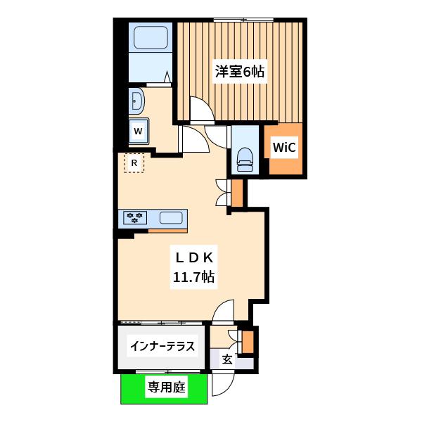 グリーンビレッジⅦ(1LDK/1階)の間取り写真