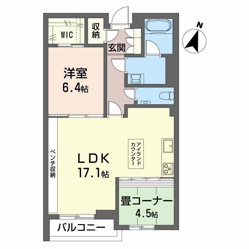AZUR米山(2LDK/2階)の間取り写真