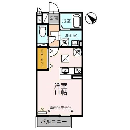 エムステート(ワンルーム/1階)の間取り写真