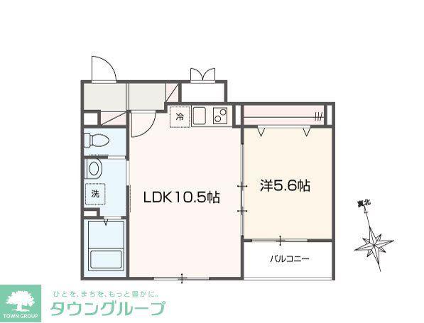 MELLAS川口(1LDK/1階)の間取り写真