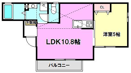 APRICOT BASE(1LDK/2階)の間取り写真