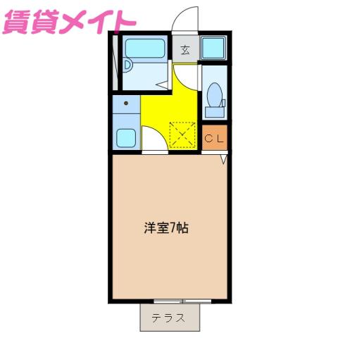 MGアパート(1K/1階)の間取り写真
